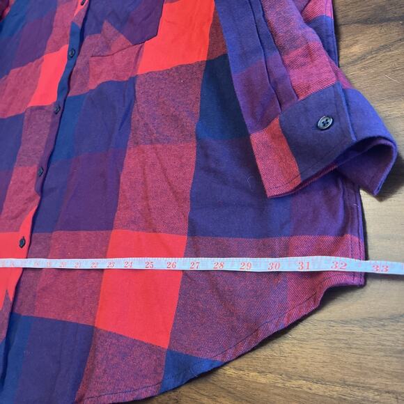 K. Jordan Womens Flannel Top Sz 5X Red Purple Blue Plaid Cabincore Fallcore - Picture 4 of 9